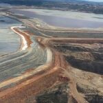 Vista aérea de las balsas de lodos de la mina de Riotinto, situada en la provincia de Huelva