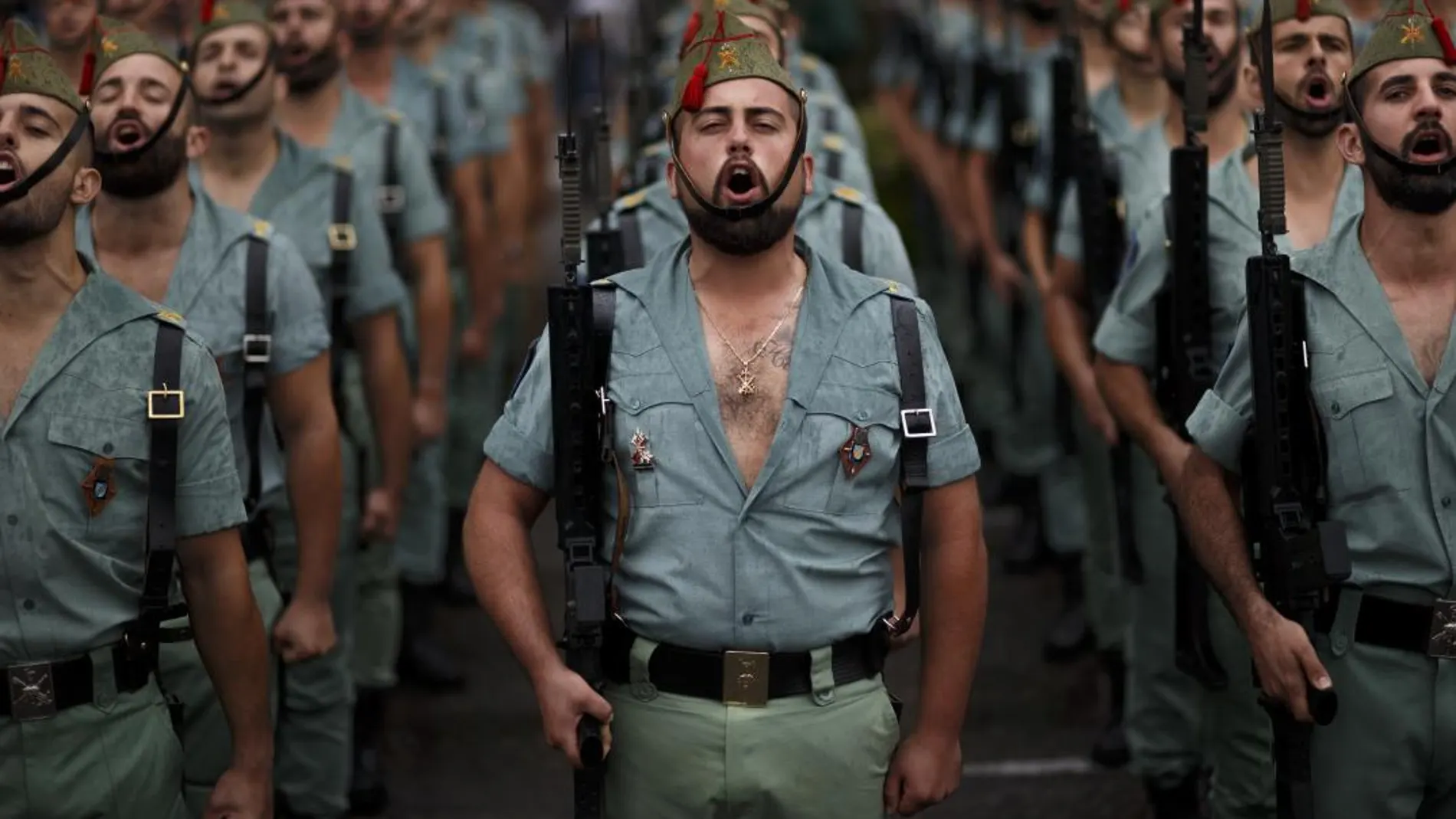 Miembros de la Legión durante el Día de la Fiesta Nacional. EFE/Juanjo Martín