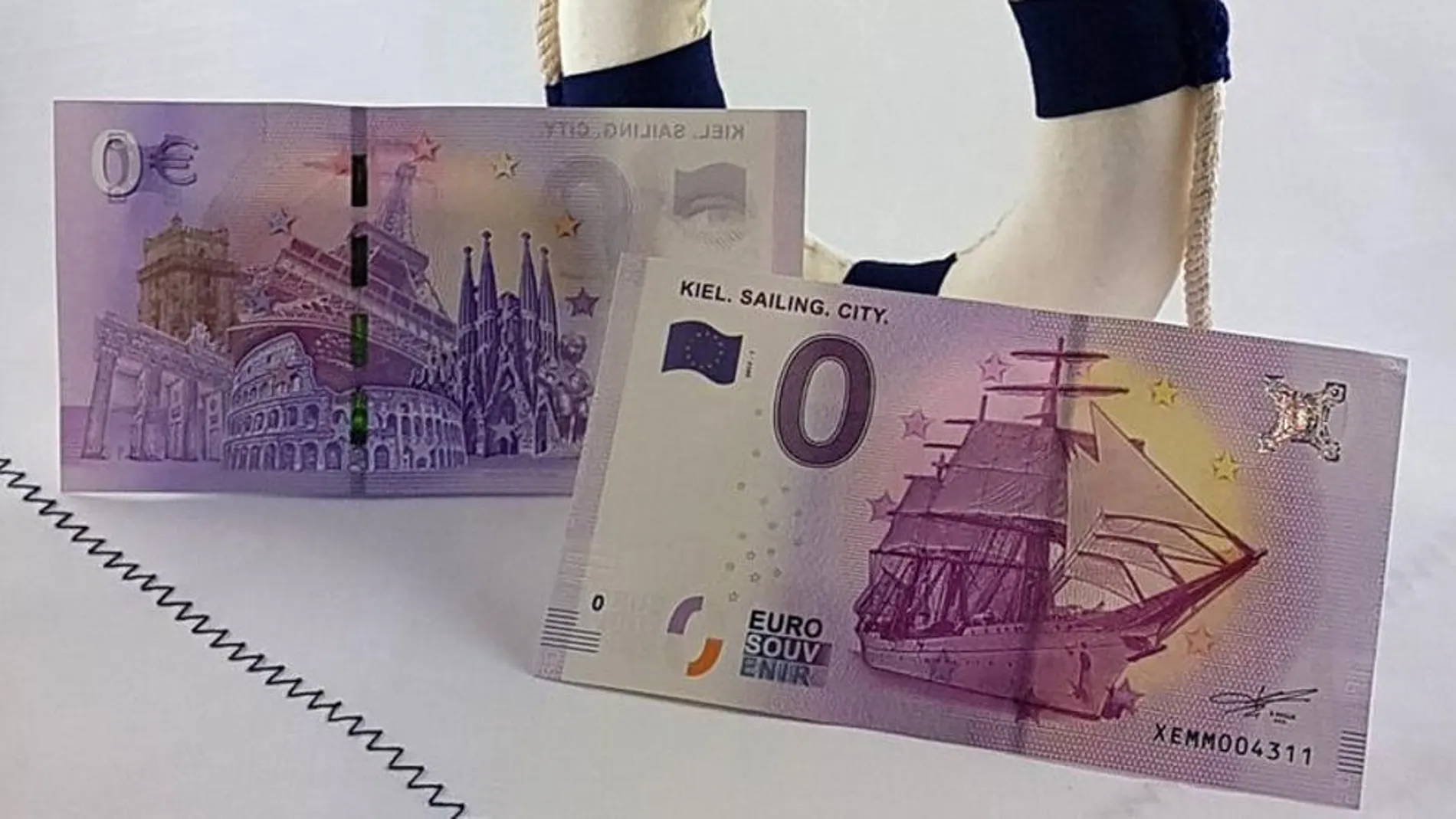 El billete de cero euros emitido en Kiel (Alemania)