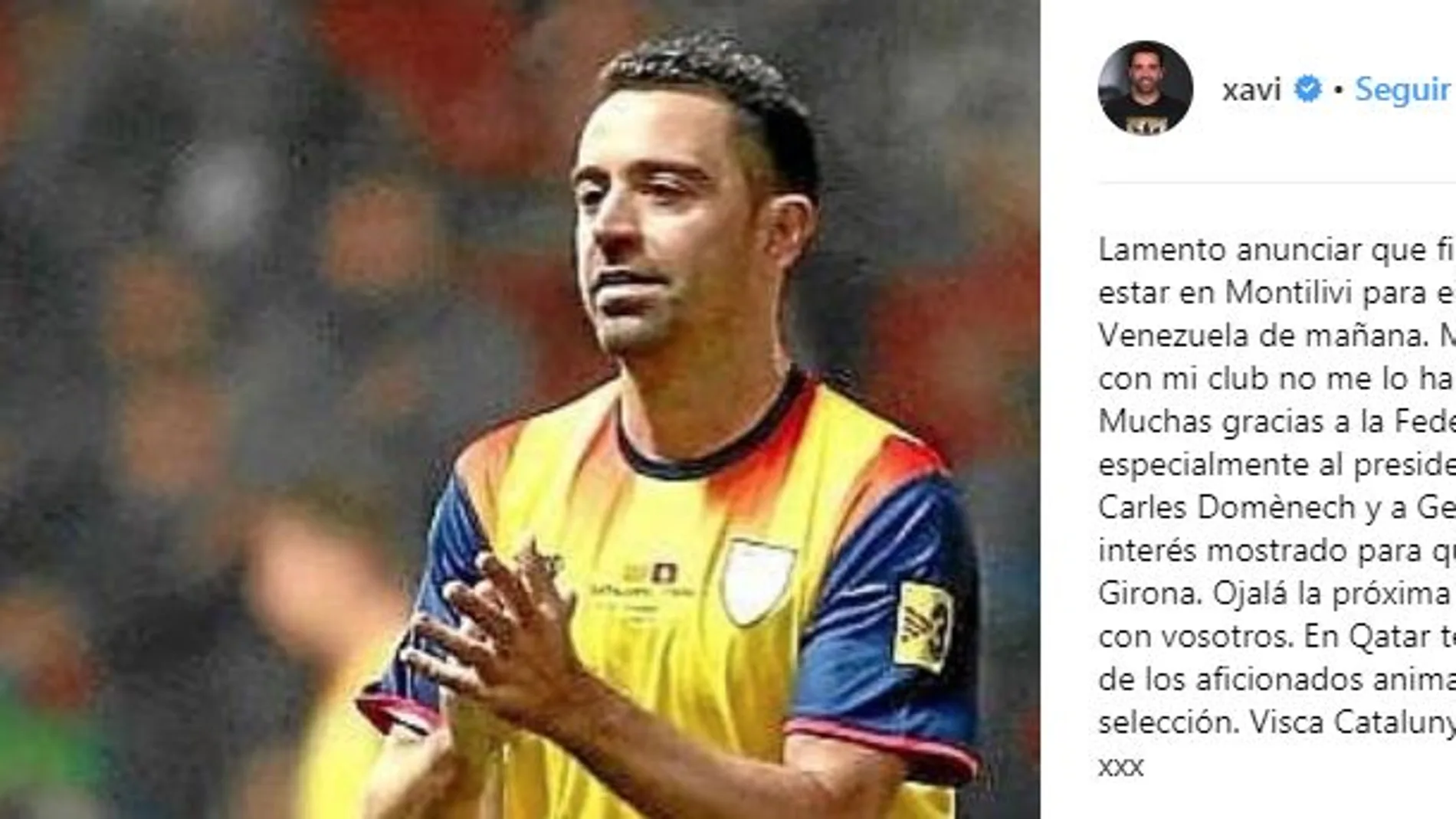Xavi renuncia a jugar con la Selección Catalana