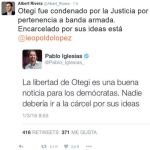 Otegi enfrenta a Iglesias y Rivera en Twitter