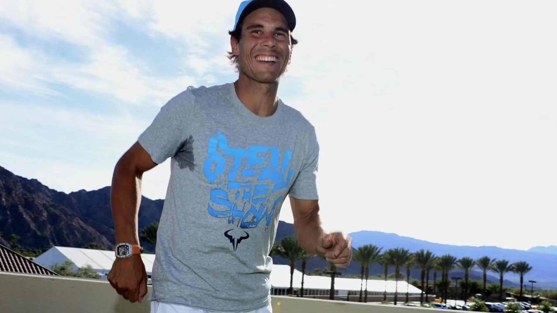 El español Rafael Nadal participa en su presentación ante la prensa el pasado miércoles 9 de marzo de 2016, en el marco del Abierto de Tenis de Estados Unidos en Indian Wells