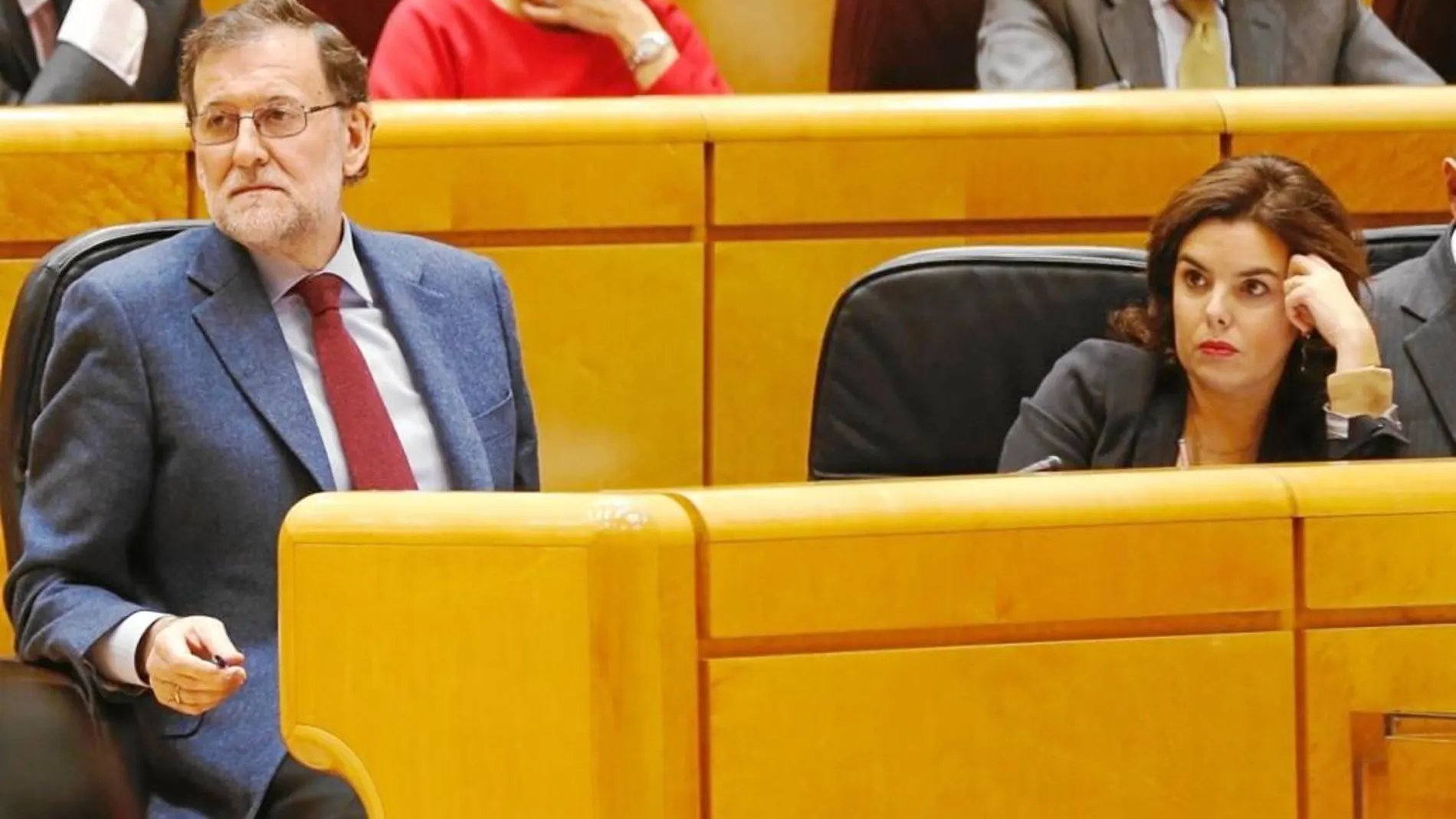 El presidente del Gobierno, Mariano Rajoy, ayer, durante la sesión de control en el Senado