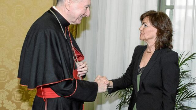 La visita de Carmen Calvo al Vaticano se saldó con un comunicado matizando a la vicepresidenta, que aseguró que había «acuerdo» para «obviamente» no inhumar a Franco en la Almudena / Efe