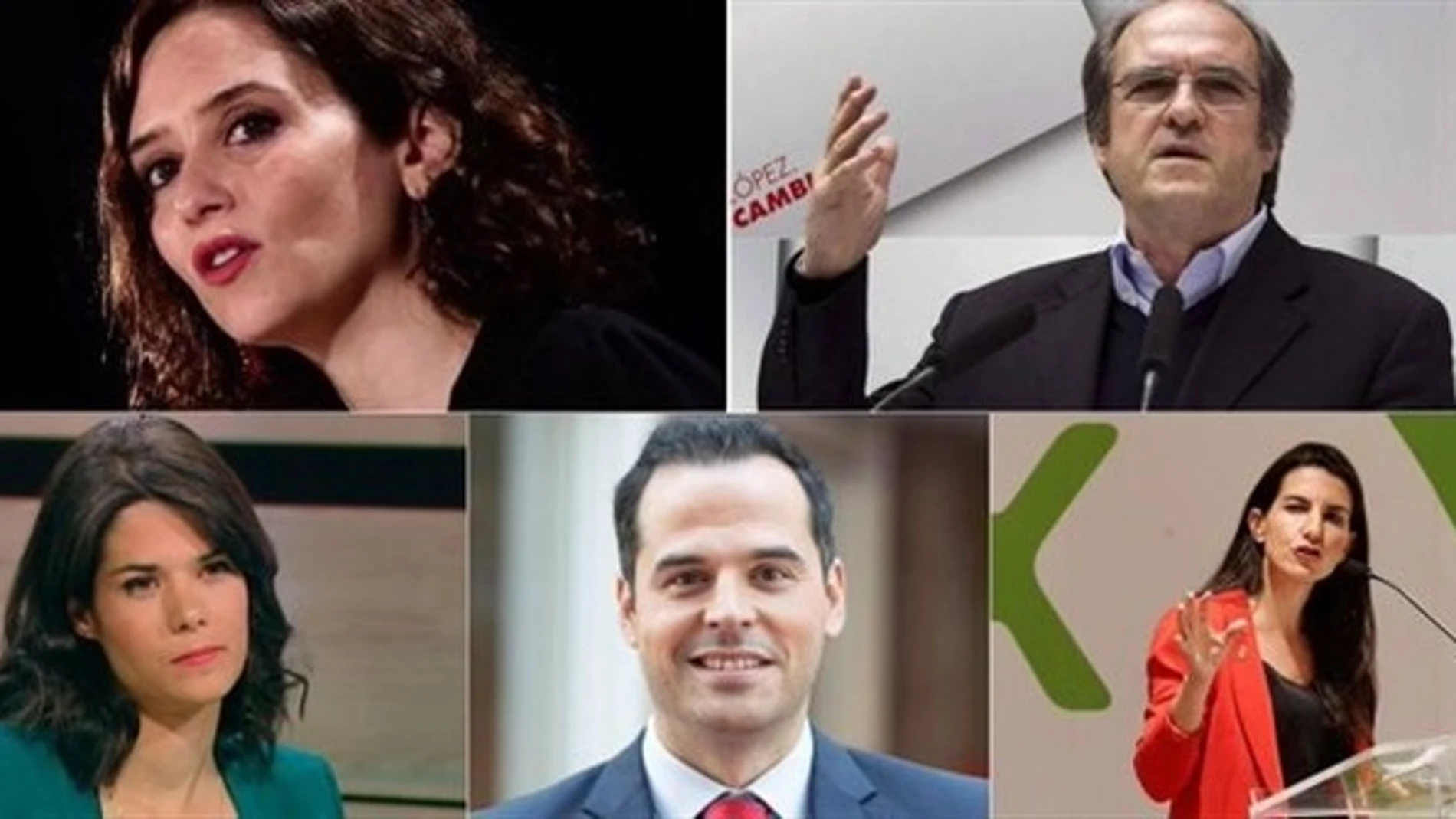 Isabel Díaz Ayuso (PP), Ángel Gabilondo (PSOE), Isabel Serra (Unidas Podemos), Ignacio Aguado (Ciudadanos) y Rocío Monasterio (Vox)