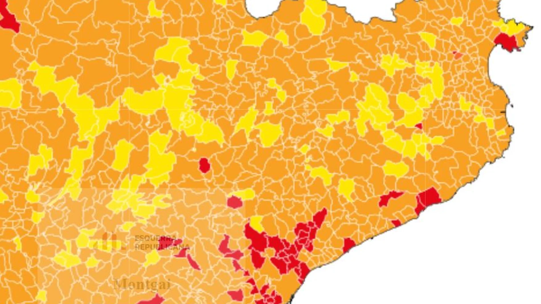 Los independentistas tiñen de amarillo el mapa electoral catalán