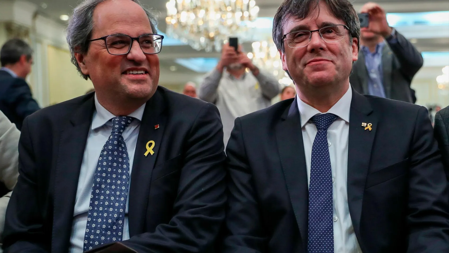 El expresidente catalán Carles Puigdemont y el actual presidente de la Generalitat, Quim Torra, durante su visita a Bruselas / Foto: Efe