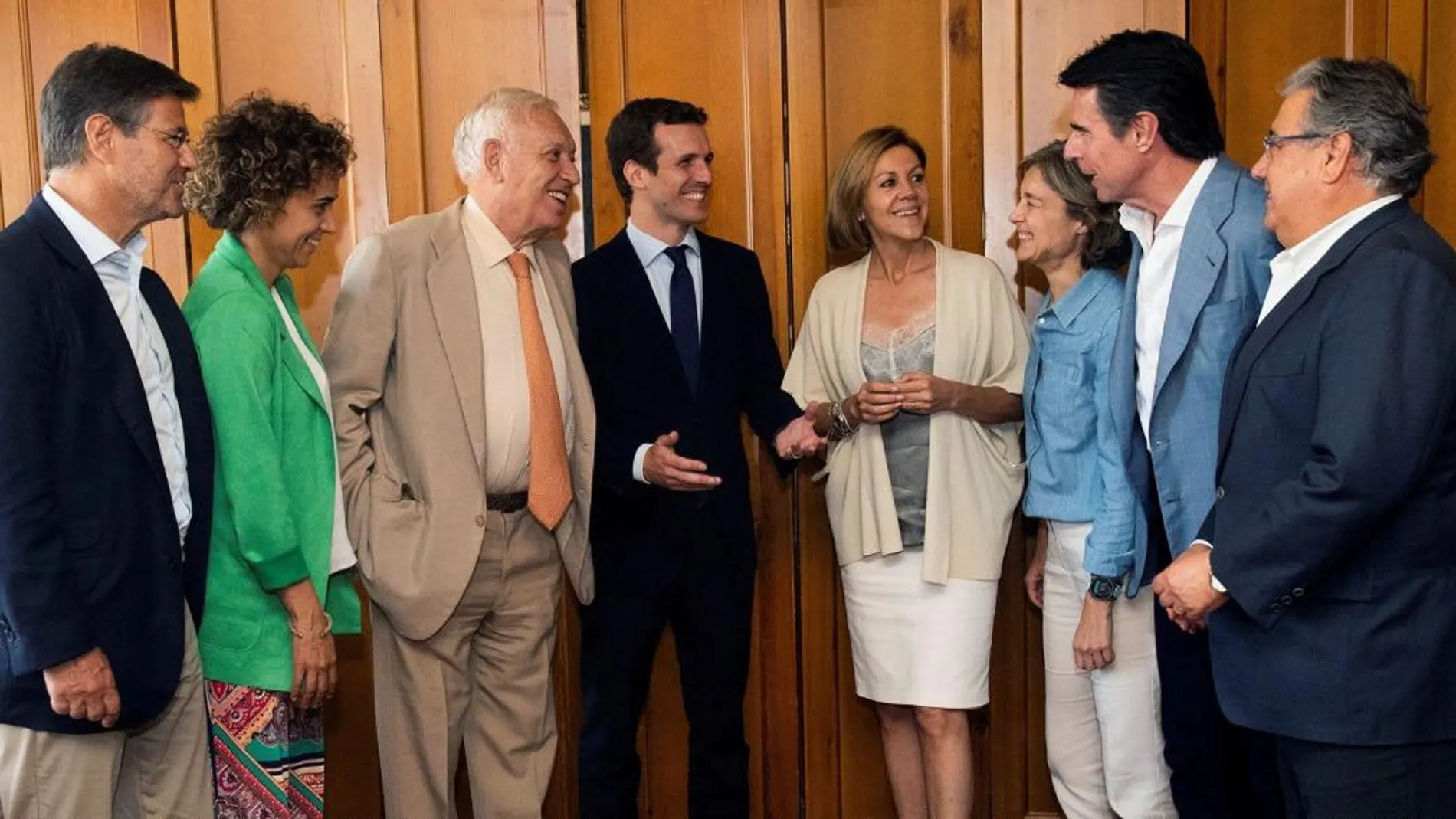 Fotografía facilitada por la candidatura de Pablo Casado, que hoy ha mantenido en Madrid una reunión junto a varios cargos del partido / Foto: Efe