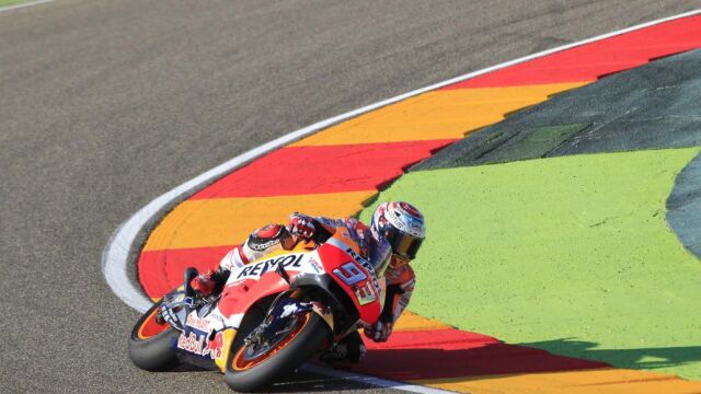 Marc Márquez durante la sesión de entrenamientos libres celebrada en el circuito de Alcañiz