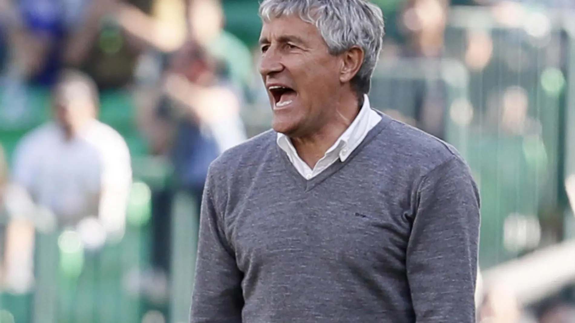 Quique Setién, durante un partido