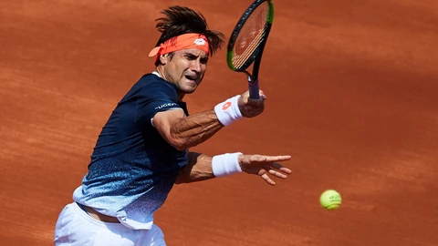 David Ferrer, durante su estreno en el Godó, en Barcelona