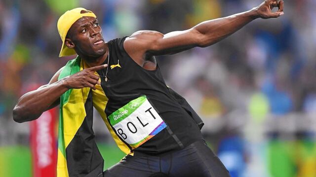 Bolt en su gesto más característico