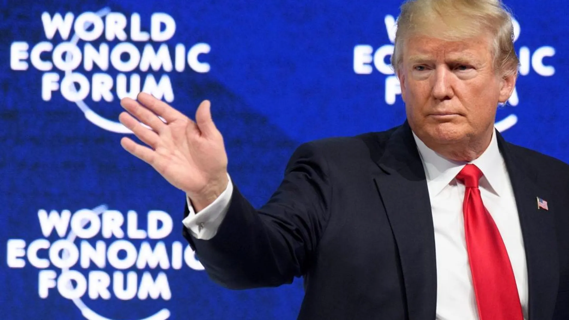 El presidente estadounidense, Donald J. Trump, durante una sesión plenaria del 48º Foro Económico Mundial de Davos (Suiza)