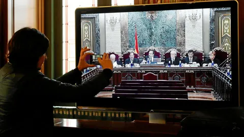El tribunal que juzgará el «procés», presidido por Manuel Marchena, en la imagen en la sesión de cuestiones previas celebrada en diciembre