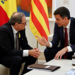 El presidente del Gobierno, Pedro Sánchez, junto al presidente de la Generalitat, Quim Torra