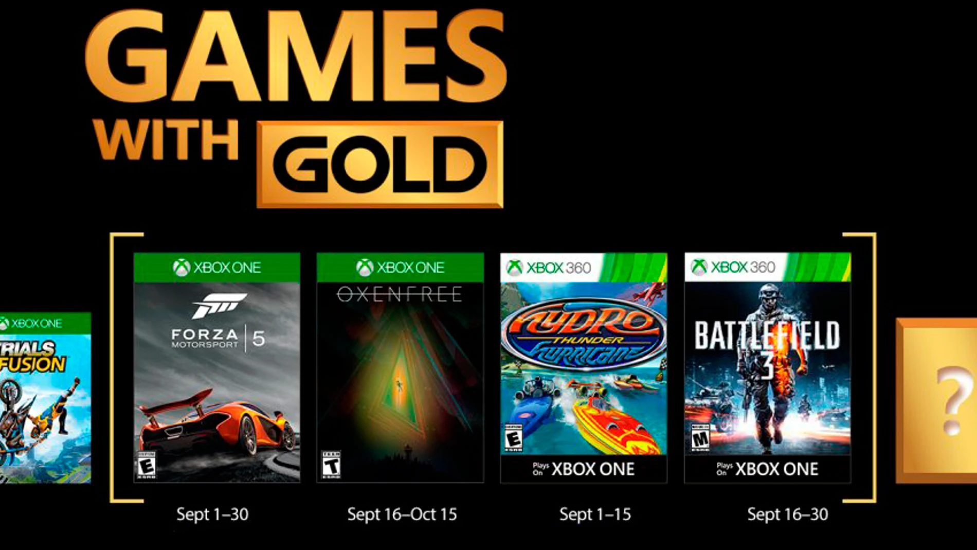 Microsoft revela los Games with Gold de septiembre
