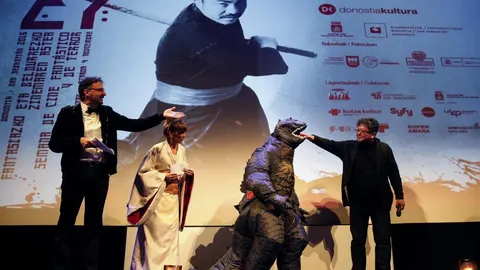 El director la Semana de Cine Fantástico y de Terror de San Sebastián, Josemi Beltrán, durante la inauguración de su 27 edición con la película "Shin Godzilla", del director Shinji Higuchi