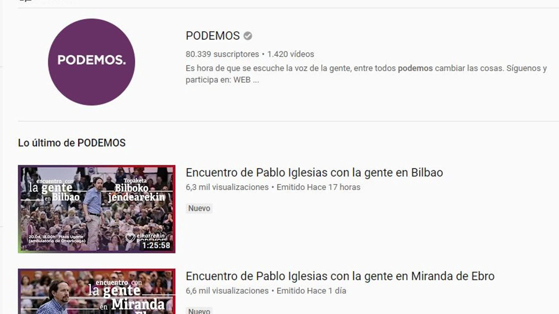 Los «encuentros con la gente», una de las apuestas de Podemos en Youtube