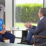 Cristiano Ronaldo y Josep Pedrerol, en un momento de la entrevista que el luso concedió a «El Chiringuito»