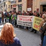 Colectivos de interinos volvieron ayer a manifestarse en contra de la nueva baremación de las bolsas