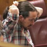 El líder de Podemos, Pablo Iglesias, en el Congreso de los Diputados.