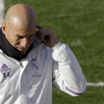 Zinedine Zidane durante el entrenamiento del equipo esta mañana en la Ciudad Deportiva de Valdebebas