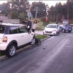 Accidente múltiple entre seis vehículos y un autobús en Elviña