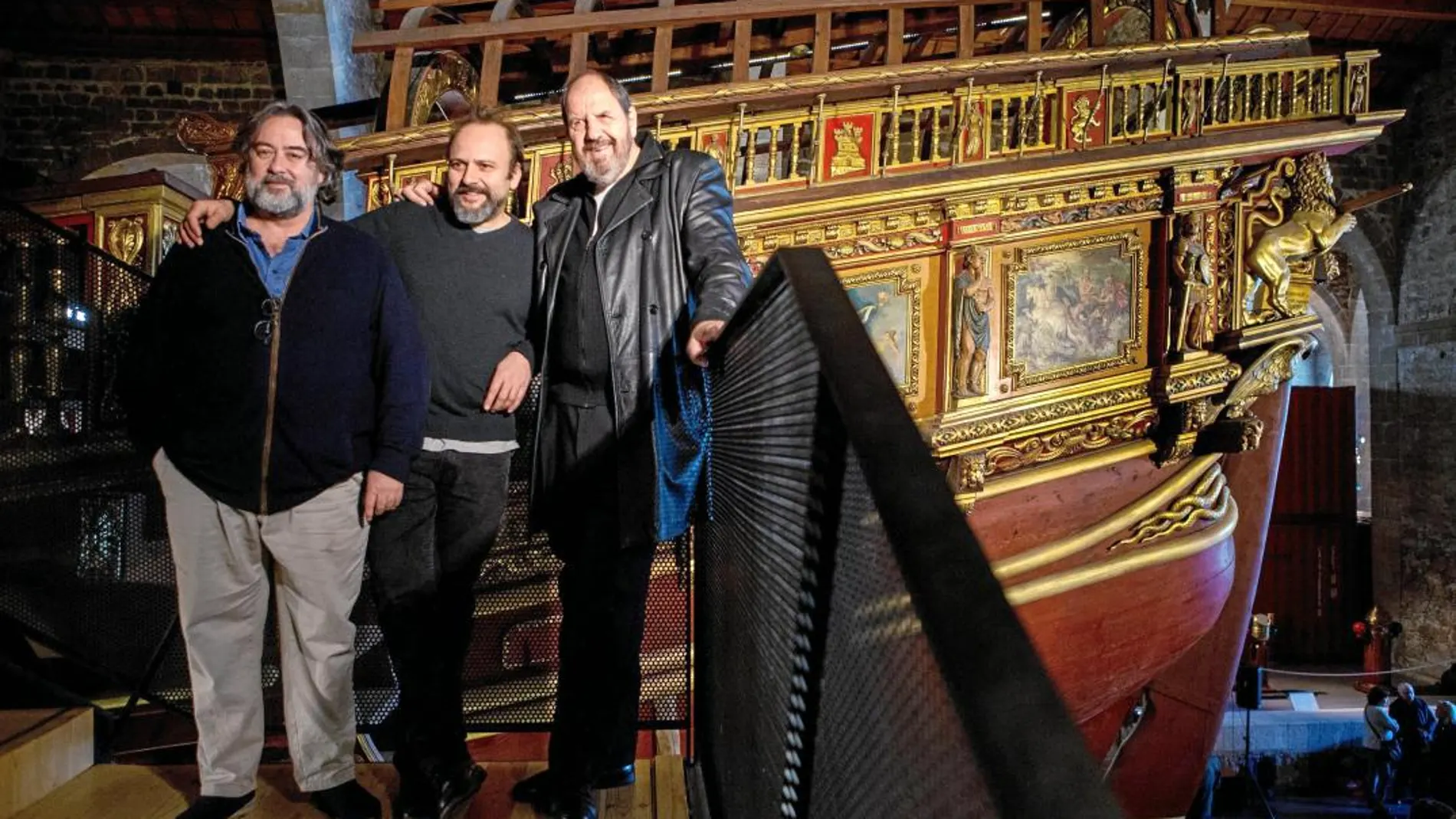 Andrés Lima, Juan Cabestany y Josep Maria Pou ayer en el Museu Marítim de Barcelona