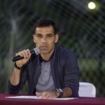 El futbolista mexicano Rafael Márquez durante un mensaje a medios de comunicación ayer