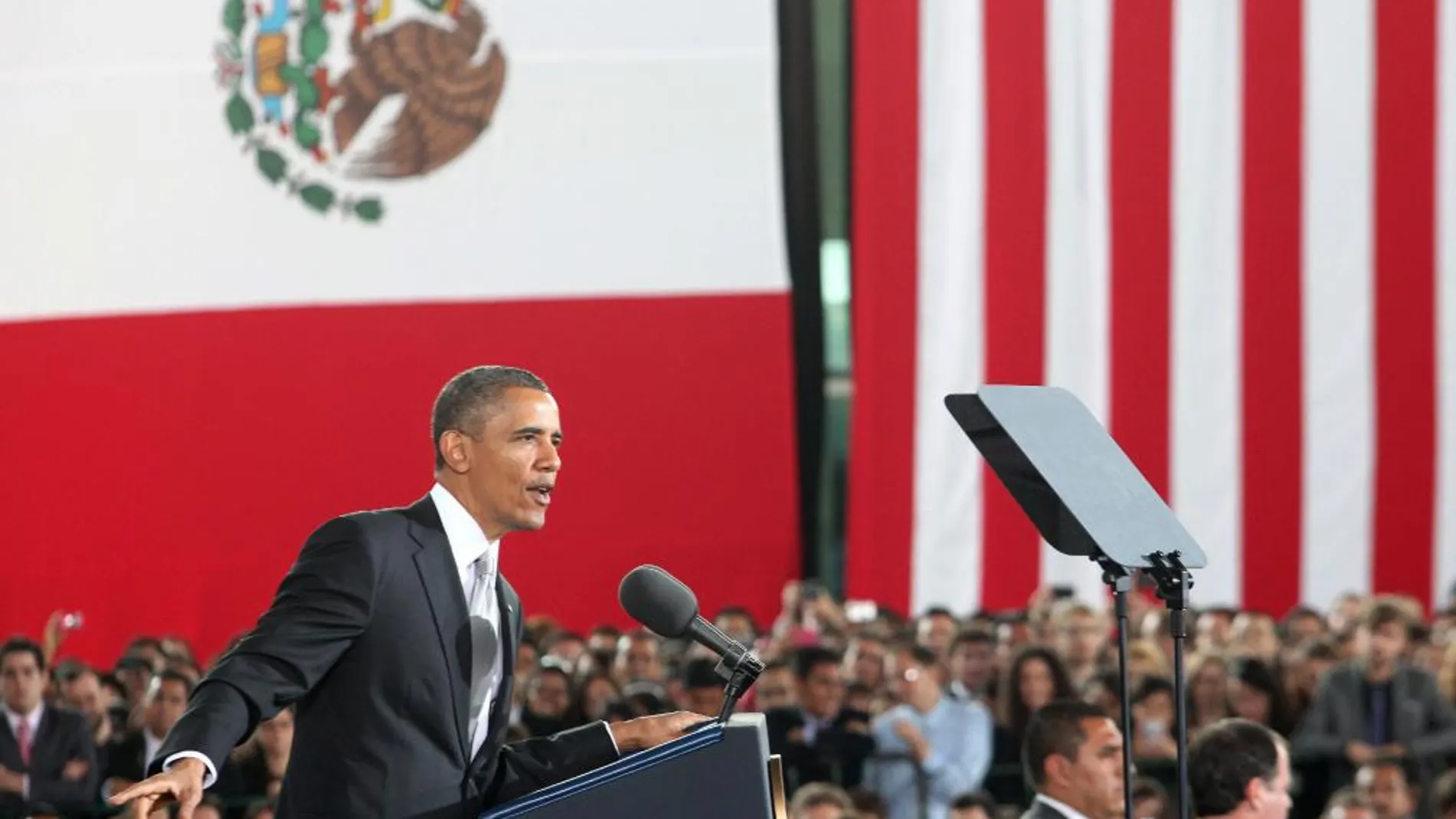Obama durante su discurso ante estudiantes universitarios en Ciudad de México