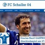 Imagen de la web del Schalke 04 con el homenaje a Raúl