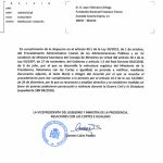 Primera página del acuerdo remitido a la familia de Franco