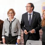 Alfonso Polanco junto a Jesús Valero, Mercedes Sánchez y Carmen Fernández en la presentación de las Jornadas.
