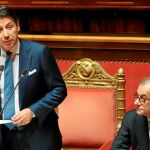 El primer ministro italiano, Giuseppe Conte, ayer, en el Senado