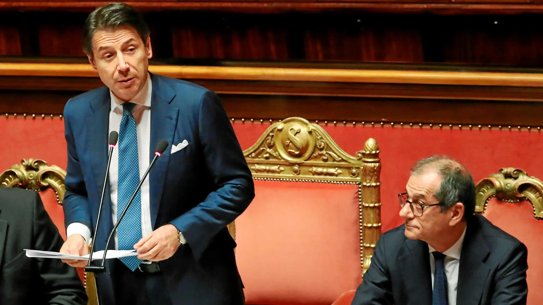 El primer ministro italiano, Giuseppe Conte, ayer, en el Senado