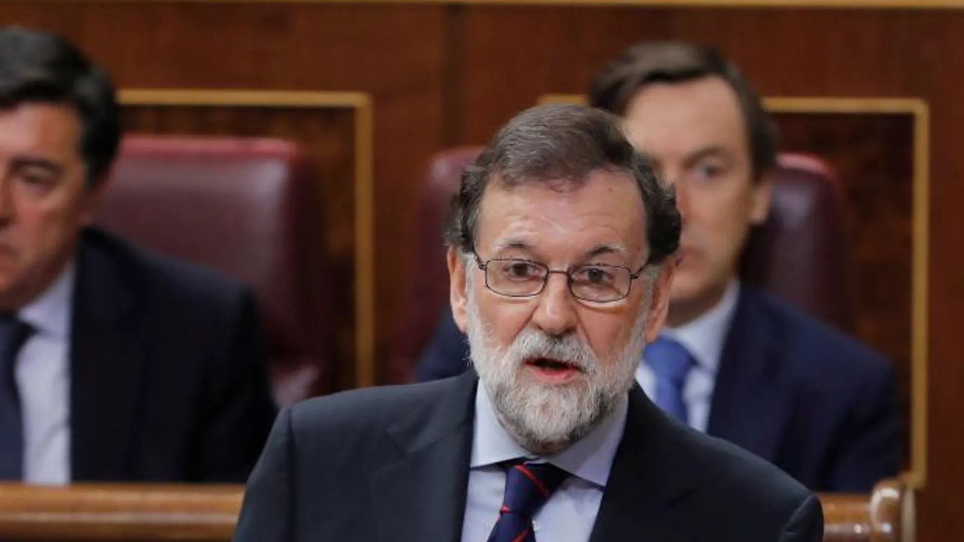 El presidente del Gobierno, Mariano Rajoy, durante la sesión de control al Gobierno