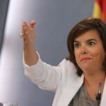 Soraya Sáenz de Santamaría ha dicho que Rajoy llamará a Sánchez y tendrá una "posición muy constructiva". EFE/Paco Campos
