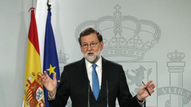 Mariano Rajoy durante la rueda de prensa para analizar los resultados de las elecciones