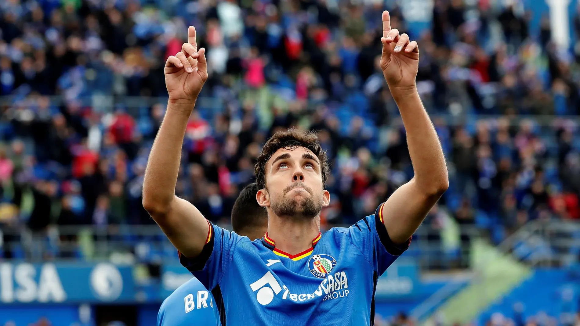 El jugador del Getafe Jaime Mata celebra un gol