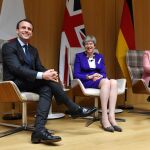 Emmanuel Macron, Theresa May y Angela Merkel durante la cumbre de líderes de la Unión Europea en Bruselas