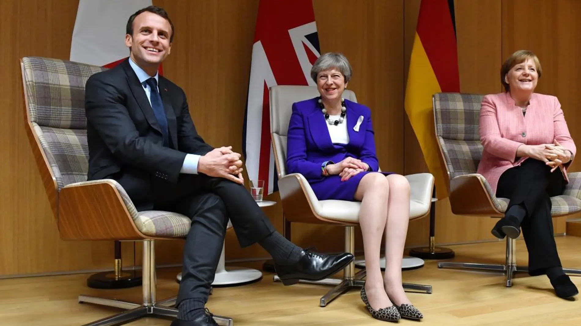 Emmanuel Macron, Theresa May y Angela Merkel durante la cumbre de líderes de la Unión Europea en Bruselas