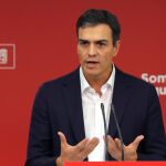 El secretario general del PSOE, Pedro Sánchez, ha instado hoy al presidente de la Generalitat, Carles Puigdemont, que aclare "negro sobre blanco"