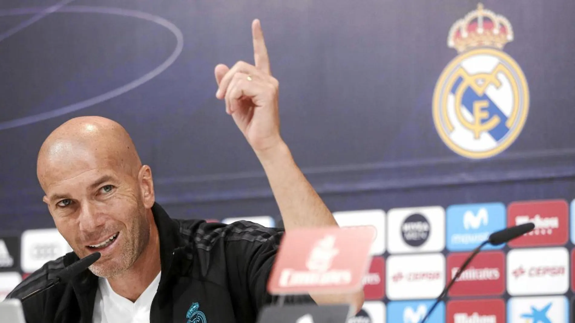 Zidane, ayer, en la sala de Prensa de Valdebebas, antes del partido de hoy contra el Getafe