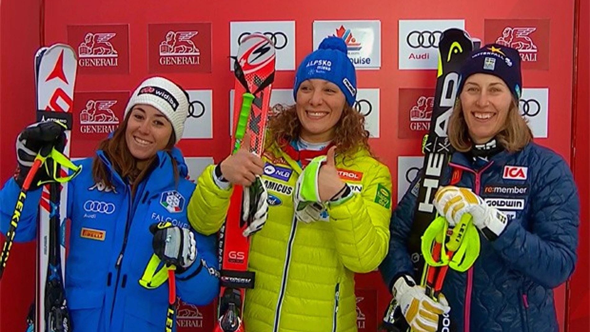 Segunda posición para la italianaSofia Goggia, la vencedora eslovena Ilka Stuhec y la tercera clasificada la sueca Kajsa Kling