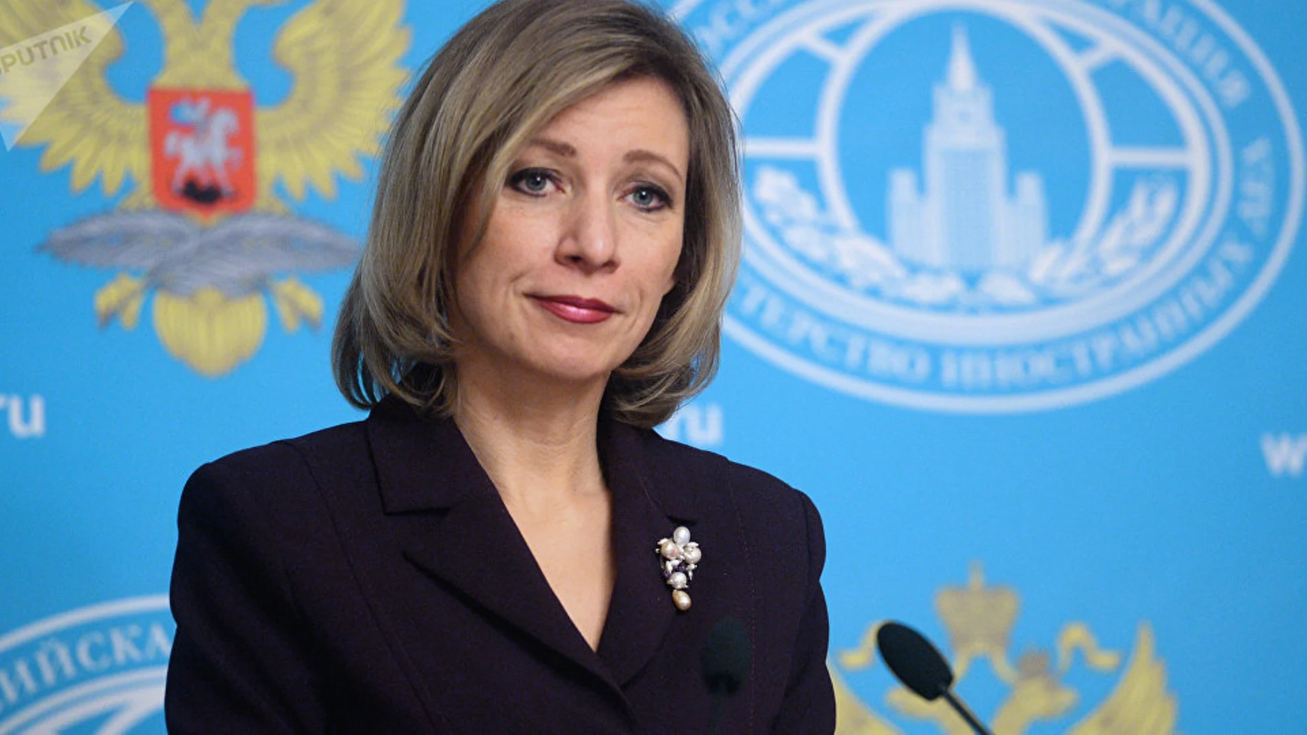 La portavoz del Ministerio, María Zajárova, en conferencia de prensa.