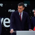 Pedro Sánchez antes del debate de ayer en RTVE