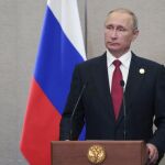 El presidente ruso, Vladímir Putin, en rueda de prensa al final de la cumbre de los países emergentes BRICS (Brasil, Rusia, la India, China y Sudáfrica)