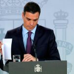 Pedro Sánchez, durante su comparecencia