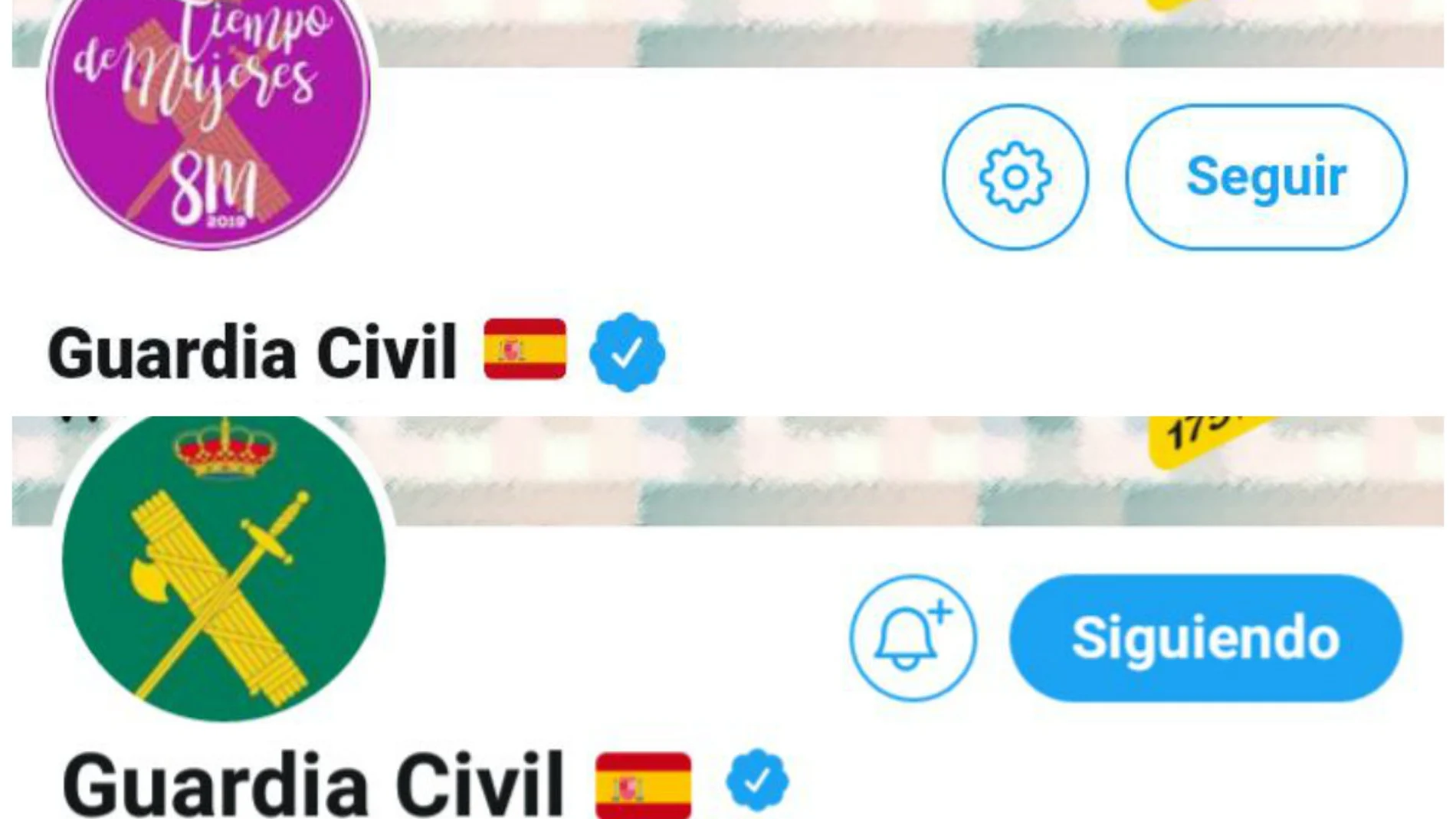 La Guardia Civil retira el logo de la huelga del 8M de su perfil de Twitter ante las críticas