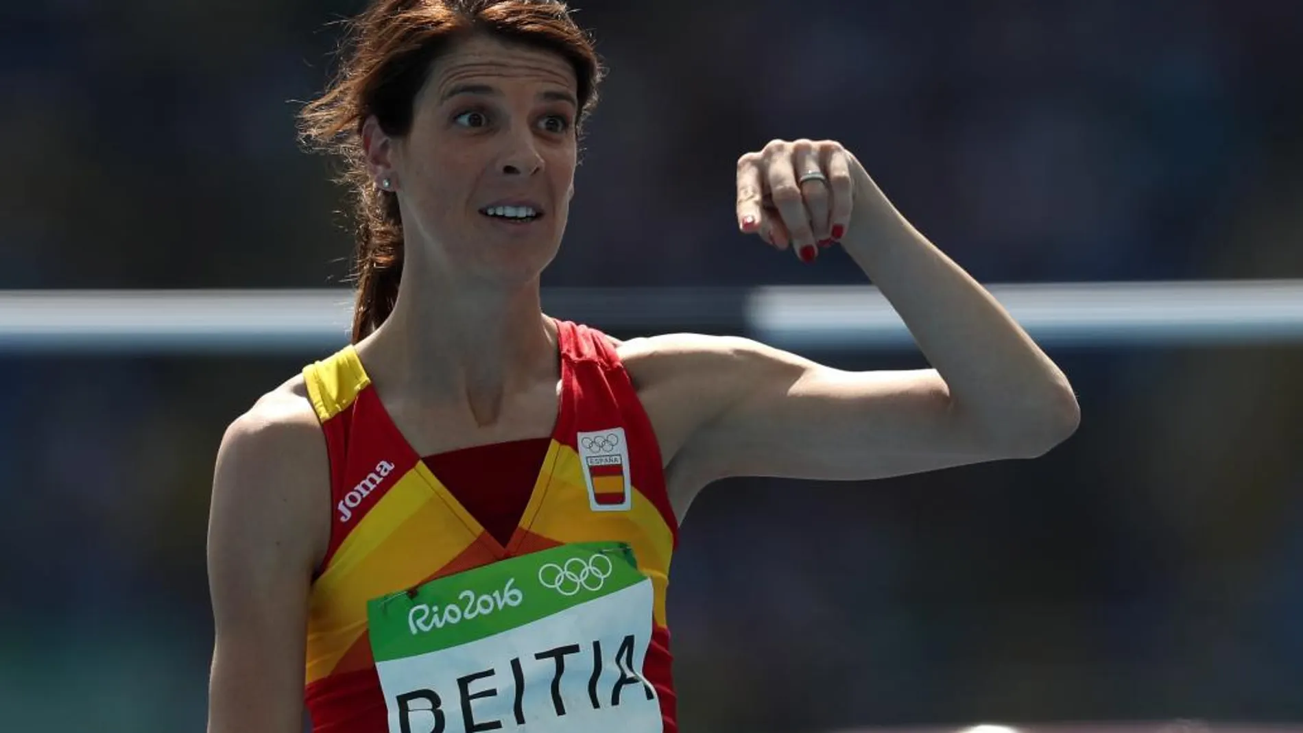 La saltadora española Ruth Beitia durante la preliminar de salto en altura de los Juegos Olímpicos Rio 2016